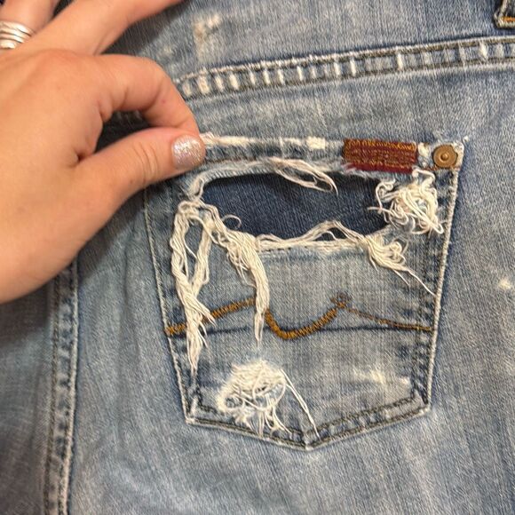7 For All Mankind Distressed Blue Denim Jean Shorts Men’s US 28 - Picture 5 of 8